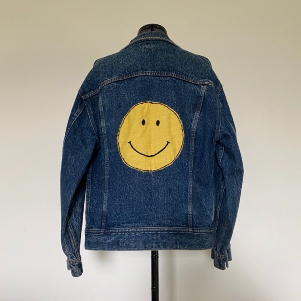 Lee Jeans Smiley Face Acid Wash Denim Jacket